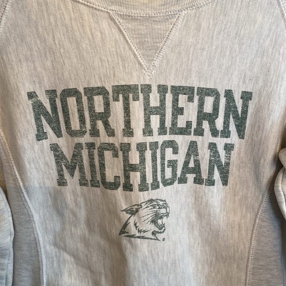 Vintage Champion Northern Michigan Sweatshirt Gray Distress Logo Womens Sz Small - Picture 3 of 12